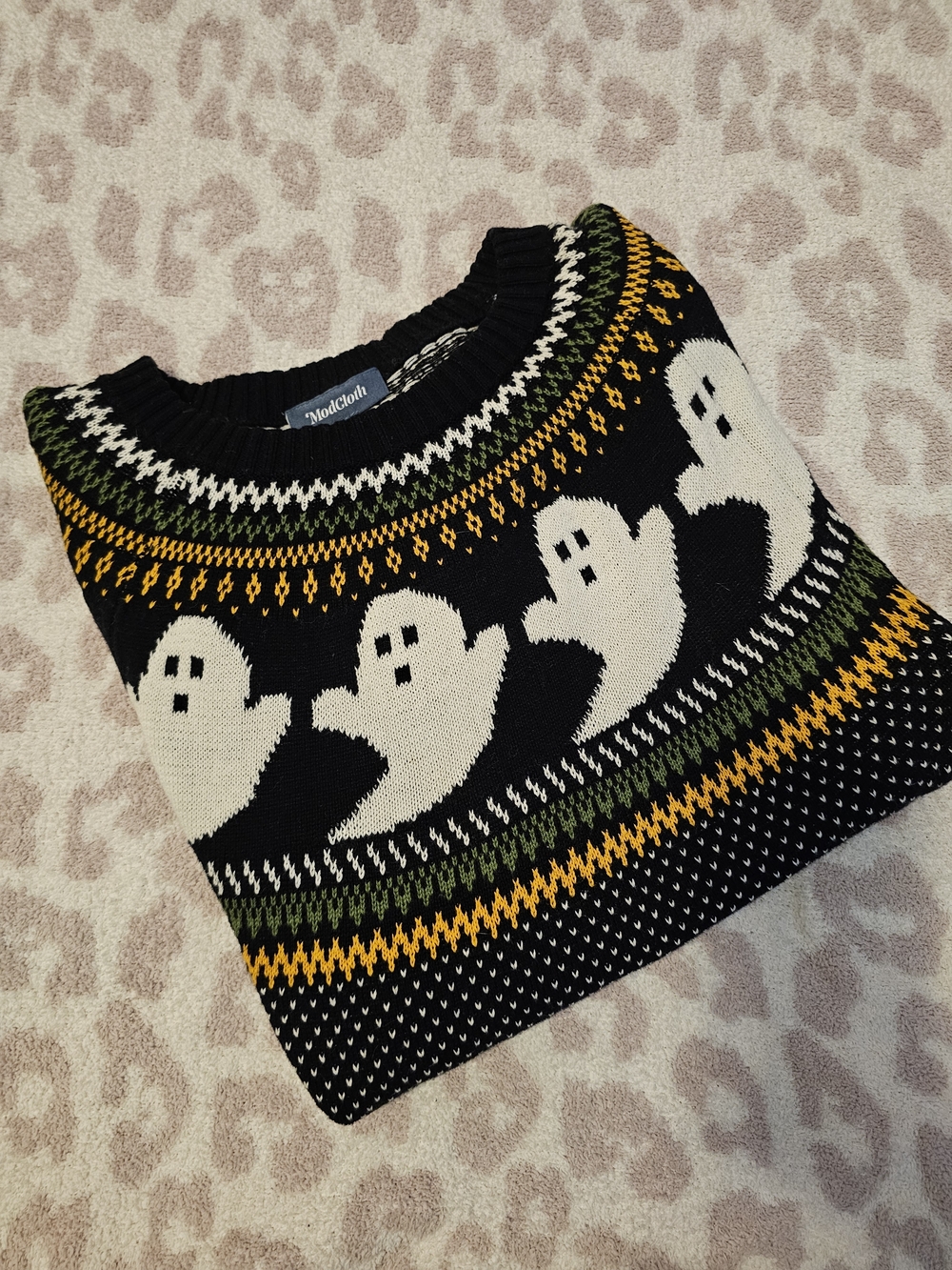ModCloth Black Sweater with Ghosts